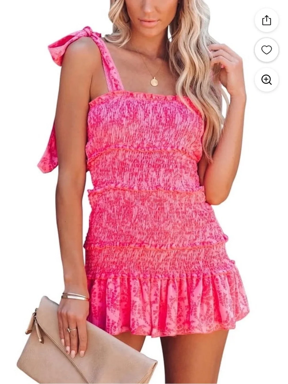 Pink Smocked Ruffle dress size medium - Picture 1 of 6